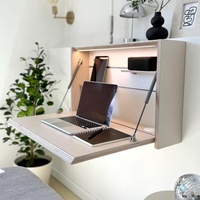 Sandbeiger Wandmontierter Moderner Platzsparender Schreibtisch Büroausstattung Klappbarer Wandtisch Schwebende Regale für die Wand