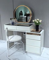 Coiffeuse élégante avec miroir intégré et double vitrage, style bois MDF, pour chambre à coucher et maison