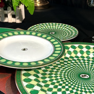 Germany fine en gros assiete porcelain floral chargers platter ramadan vaisselles ensemble nordic green dinner ceramic sets - Product Image 6