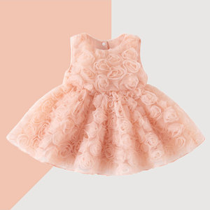 Vestito da principessa estivo <span class=keywords><strong>per</strong></span> ragazze grazioso gilet <span class=keywords><strong>all</strong></span>'<span class=keywords><strong>uncinetto</strong></span> vestito da rosa bambino di cento giorni vestito in magazzino - Product Image 6