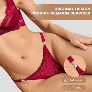 Culottes <span class=keywords><strong>Tanga</strong></span> et Strings pour Femmes, Taille Basse, Nœud Mignon, Sexy, en Maille Florale – Vente Chaude en Gros - Product Image 3