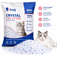 Litière pour chat en cristal de silice en vrac 20 kg, faible teneur en poussière, absorption rapide, contrôle des odeurs, fournisseur d'usine