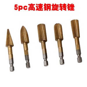 5pc High Speed Steel Rotary Woodworking Files 6.35mm Hex Shank Taper Shape For Carpentry - Product Image 4