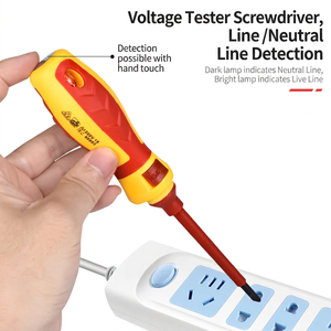 6 In 1 Insulated Screwdriver Set With Voltage Tester Flat Head Chrome Vanadium Steel <b>Electrician</b> <b>Tool</b> <b>Kit</b> - Product Image 2