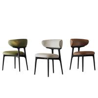 Chaise de salle à manger en bois de frêne de style nordique moderne BST, revêtement en cuir synthétique, couleur personnalisable, mobilier de maison
