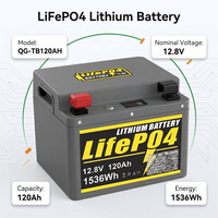 بطارية JFT QG-TB120AH-2 شديدة التحمل 12.8 فولت 120 أمبير ساعة LiFePO4 بقدرة 1536 واط ساعة، 80 أمبير ذروة، 6000 دورة، من -10 إلى 50 درجة مئوية للاستخدامات البحرية والشمسية