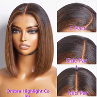 Perruque Frontale HD à Dentelle Dégradée T1B-30, Cheveux Vierge Brésiliens Sans Colle, Cheveux Humains, Produits de Beauté pour Femmes