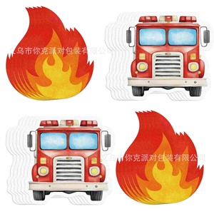 Assiettes, gobelets et <span class=keywords><strong>serviettes</strong></span> en <span class=keywords><strong>papier</strong></span> jetables pour fête d'enfants sur le thème des camions de pompiers – Kit de fournitures pour célébrations – Vente chaude - Product Image 5