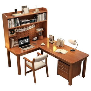 Hiện Đại 7-Nhân Vật L-Hình Dạng Rắn Gỗ Góc Bàn Tích Hợp Giá Sách Bảng Lỗ Hội Đồng Quản Trị Cho Nhà Văn Phòng Phòng Ngủ Máy Tính Thiết lập - Product Image 5