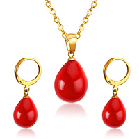 Ensemble de bijoux à breloques 18K, boucles d'oreilles en or, ensembles pour collier, tendance