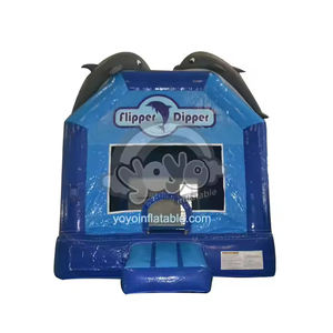 Castillo Inflable Infantil con Diseño de Delfines, 13x13, Color Azul, Diseño de Animales Marinos, PVC de Grado Comercial, Centro de Juegos para Niños, Equipo para Fiestas - Product Image 1