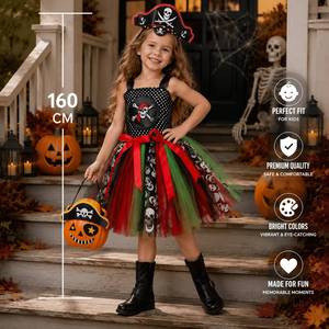 Vestido de Tul de Princesa para Niñas, Disfraz de Año Nuevo con Diseño de Calavera, Traje de Cosplay para Niñas para Representaciones Escénicas y Bailes de Máscaras - Product Image 5