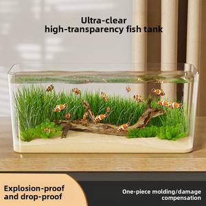 एक्वेरियम पारदर्शी पालतू ग्लास बॉक्स गोल्डफिश टैंक साधारण पारिस्थितिक टैंक भूनिर्माण टैंक कार्यालय डेस्कटॉप मछली पालतू - Product Image 1