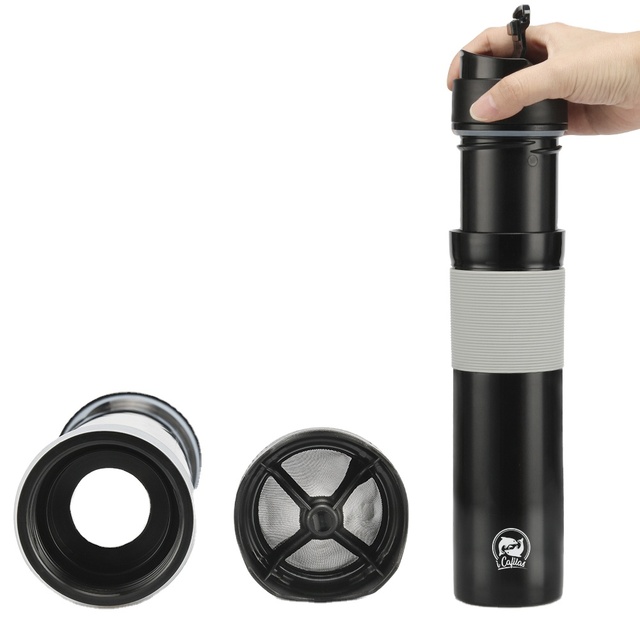 Travel Design Small  Light Space Saving Portable 350ML Stainless Steel French Press Coffee  Tea Maker
