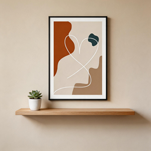 Affiche murale style Japandi minimaliste, toile non encadrée, <span class=keywords><strong>peinture</strong></span> abstraite aux formes organiques couleur terre cuite pour la décoration de chambre - Product Image 1