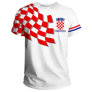 Croatia Jersey Plaid Shirt Men's Sports Short Sleeve Breathable T-shirt Print-on-demand Customized Wholesale Men's Oversized Tee
