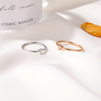 Bague de mariage et d'anniversaire pour femme, réglable, en cuivre plaqué platine, avec double zircone, style coréen