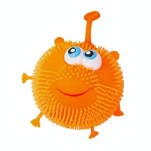 LED Light Play Toys Squishy Funny Cartoon Smile Face Eyes Flashing Puffer Ball Wholesale
