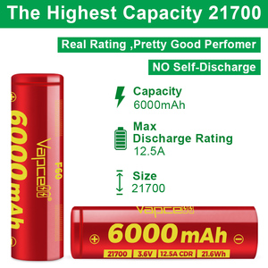 Avec certificat KC coréen Grande capacité <span class=keywords><strong>21700</strong></span> Batteries 6000mAh 3.6V Batterie rechargeable <span class=keywords><strong>Vapcell</strong></span> <span class=keywords><strong>21700</strong></span> F60 - Product Image 2