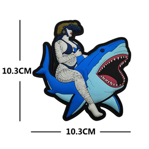 All'ingrosso luminoso 3D morbido PVC in gomma Morale distintivi di biologia marina Cool Cartoon squalo e polpo toppe tattiche - Product Image 5