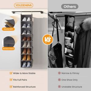 8-Tier Large Capacity Non-Woven Hanging Closet Organizer -Sturdy Iron Frame and Mesh Side Pocket Space Saving Wardrobe Storage - Product Image 6