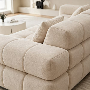 Sofá Moderno Minimalista de Tres Plazas con Respaldo Acolchado y Brazos Acolchados, Patas de Madera, Muebles Seccionales para Sala de Estar - Product Image 3