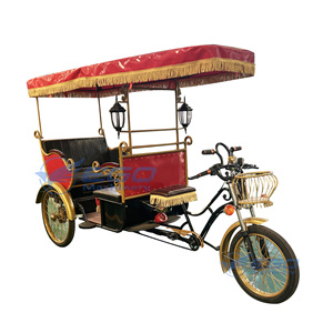 2026 High Quality Human Tricycle Sightseeing Car Passenger Car Cycle Rickshaws for Sale Rickshaw Retro <b>Pedal</b>-powered Tricycle - Product Image 1