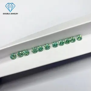 Piedra de moissanita verde redonda, joyería doble, laboratorio de tamaño pequeño, hecho de moissanita azul y verde con tamaño personalizado