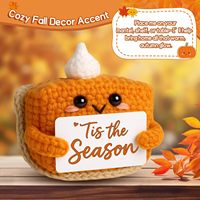 Mini fait à la main Crochet Positive tarte à la citrouille en peluche laine tricot Art déco automne Halloween Thanksgiving Ovrrame bureau à domicile intérieur