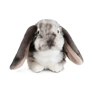 10英寸灰色荷兰耳兔毛绒动物毛绒玩具蓬松兔动物毛绒玩具儿童男孩和女孩礼物