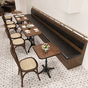 Bộ bàn ăn nhà hàng sang trọng hiện đại với bàn gỗ và ghế da fushuang - Product Image 2