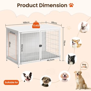 Cage pour chien avec coussin, niche pour chien en métal avec double porte, cage robuste pour petits, moyens et grands chiens - Product Image 2