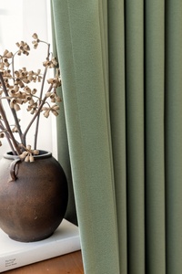 Suministro de fábrica, estilo moderno, poliéster, lino, Color verde, cortinas opacas altas, tela para sala de estar, Hotel, dormitorio, ventanas - Product Image 3