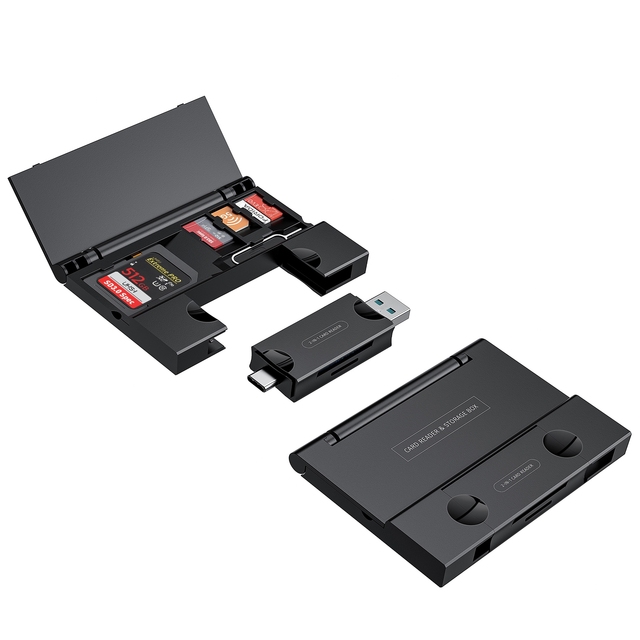 2024 New USB 3.0 All-in-One Type-C OTG Card Reader Adapter With Storage Case Mobile Phone Compatible Flash Memory Card Reader