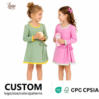Baju Yoga Anak Bersertifikat CPC dan CPSIA, Grosir, Lengan Panjang, Ujung Berumbai, Trim Kontras, Setelan Pakaian Olahraga Anak Perempuan