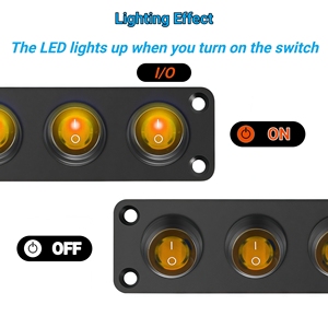 8 gang xe ánh sáng Rocker chuyển đổi bảng điều chỉnh 12V 20A, biển không thấm nước 3 pin SPST Heavy Duty chuyển đổi chuyển đổi ON/OFF cho thuyền RV ATV UTV - Product Image 3