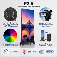 Pantalla LED Plegable Portátil para Interiores CustomP2.5, Pantalla Digital Publicitaria a Todo Color con Soporte de Pie, Brillo de 1200cd