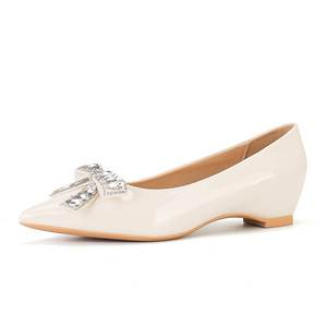 Elegant Pointed Toe <b>Flats</b> Patent Leather Rhinestone Decor Slip-On Women's Shoes All Seasons Height Increasing - Product Image 5