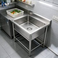 Évier de cuisine commercial à cuve unique en acier inoxydable à réduction de bruit, disponible en stock