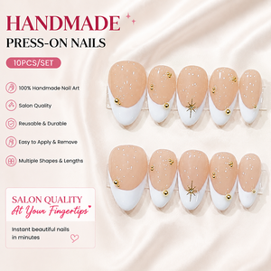 <span class=keywords><strong>Faux</strong></span> <span class=keywords><strong>ongles</strong></span> de luxe à presser, faits main, réutilisables, en acrylique, forme amande, avec French manucure rose nude et blanc, pour marque privée et logo personnalisé, vente en gros - Product Image 1