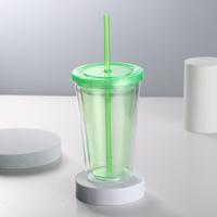 Gobelet Boba en plastique réutilisable, avec couvercles et paille, pour sport en plein air, ml, 16oz 24oz