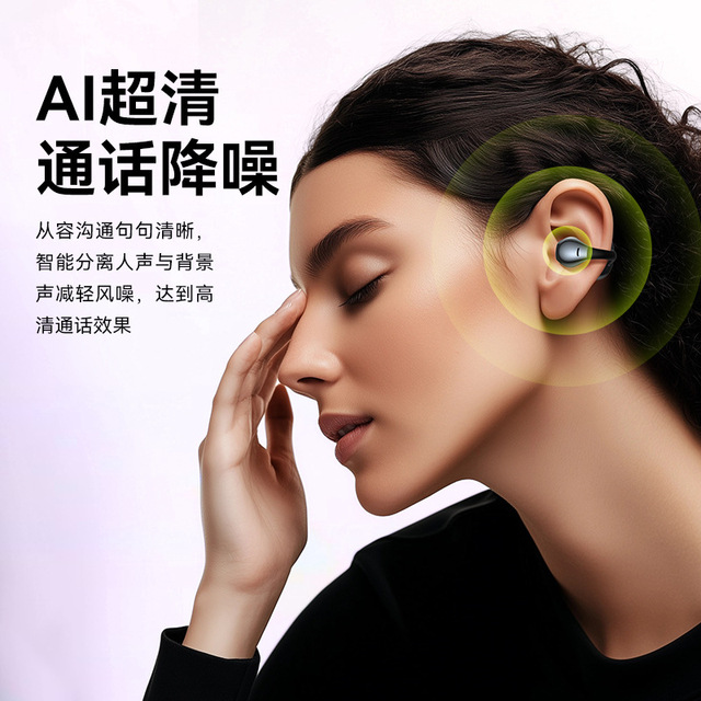 TS20 Earclip Bluetooth Earphones Dynamic Mic Touch Control Wireless Sports Headphones Type C Charging AAC Codec