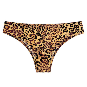 String sexy en soie de glace motif léopard personnalisé <span class=keywords><strong>culotte</strong></span> une pièce taille basse avec décoration de trou yoga non marquant - Product Image 3