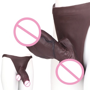 New SXXY Silicone Hollow Penis Sleeve Thong Black Color Dick Extender Wearable <b>Dildos</b> Panty Mens Cock Enlarger Adult Pegging Toy - Product Image 1