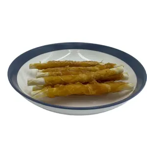 Hot sale dog snack oem dry chicken wrap rawhide stick wholesale dog food dog treats pet supplies cat cat food