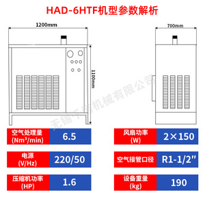 เครื่องทำลมแห้งแบบทำความเย็น Hanyue รุ่น HAD-6HTF 380V พัดลมแบบแกน ชนิดกล่อง 20-25 องศาเซลเซียส ประหยัดพลังงาน เป็นมิตรกับสิ่งแวดล้อม - Product Image 5