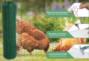 Hühner draht Blumen 15,7x157 Zoll Grünes Netz 0,6-Zoll Sechseck verzinkt PVC beschichtet Netz Zaun Handwerk Garten - Product Image 5