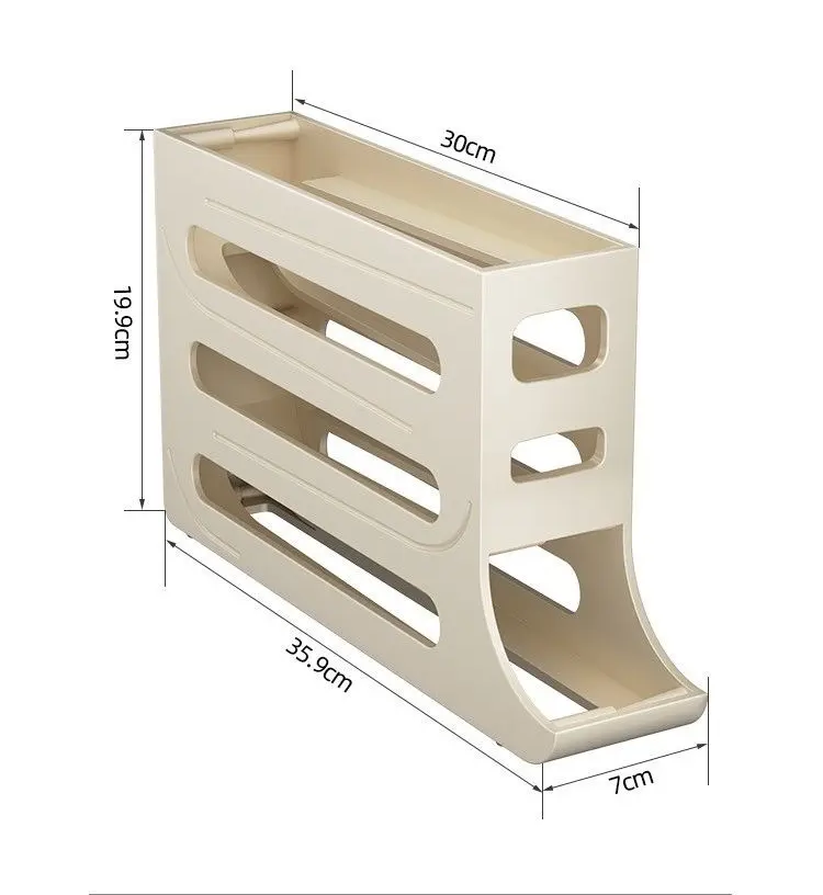 Dispensador automático de soportes para huevos de 4 niveles, organizador para el hogar y la cocina con accesorio de plástico PE para almacenamiento en nevera