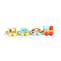 Jeu de blocs géométriques empilables Montessori, train d'animaux en bois coloré, ensemble de voitures combinables pour enfants de 2 à 4 ans