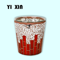 Bougeoir votif en verre et mosaïque, porte-bougie de Table fait à la main